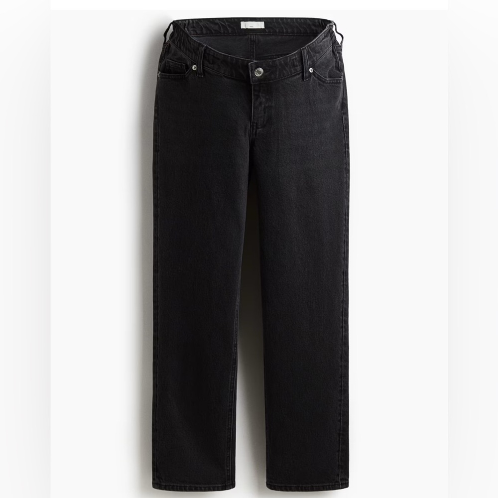 H&M Mama Before & After Straight Low Ankle Jeans - Dark Gray